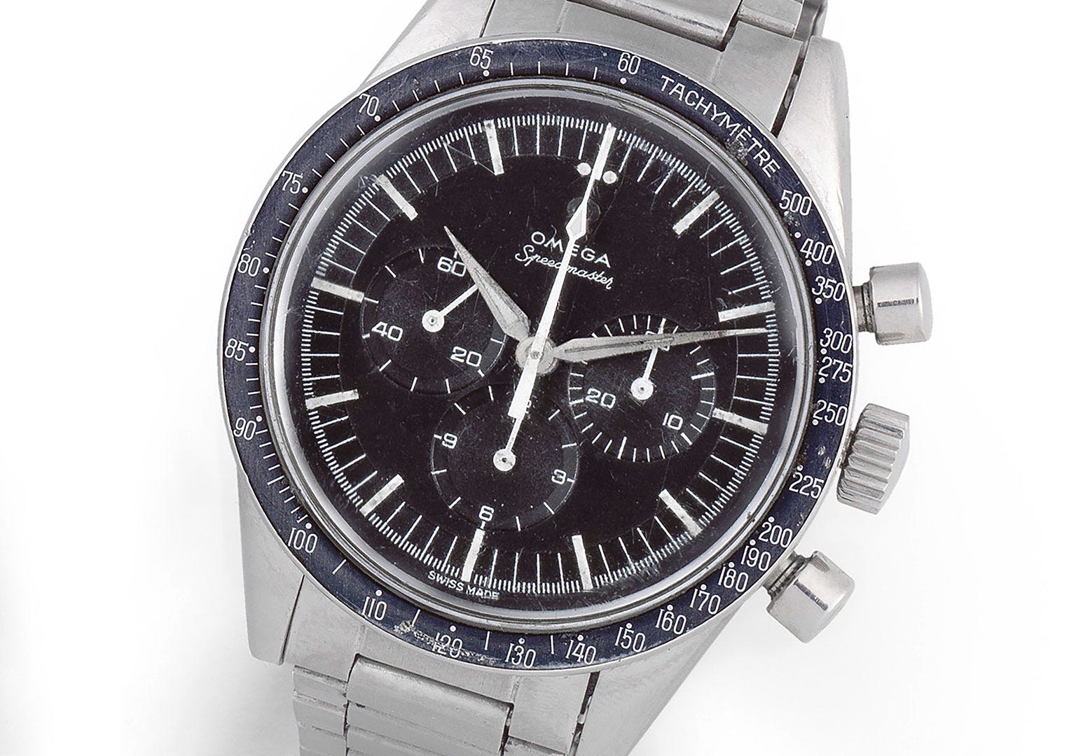 Une Omega Speedmaster à remontage manuel datant de 1962. Image : Bonhams